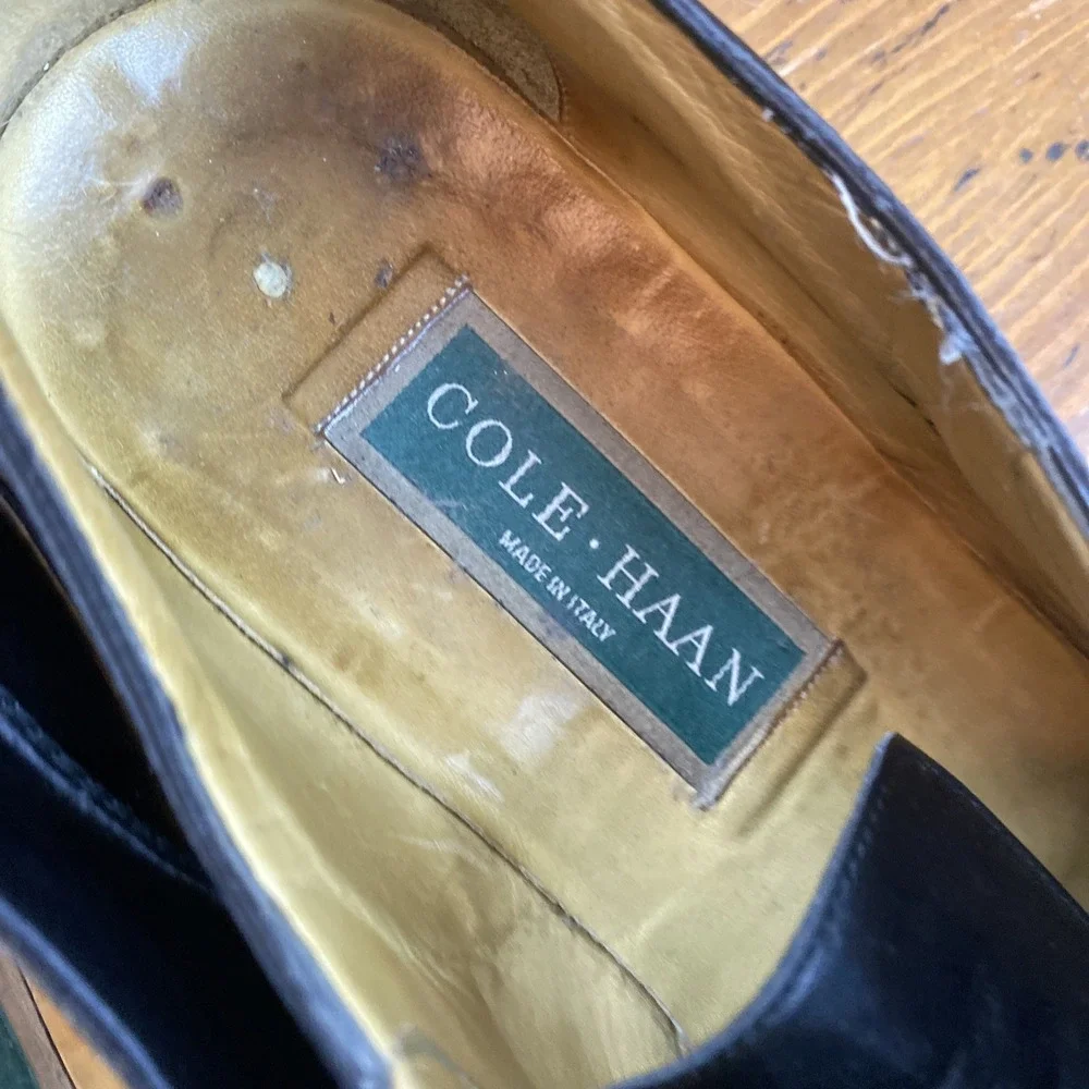 Cole Haan Dress Shoes Men's 10.5 D Black Leather Lace-up Cap-Toe Oxford Italy‎